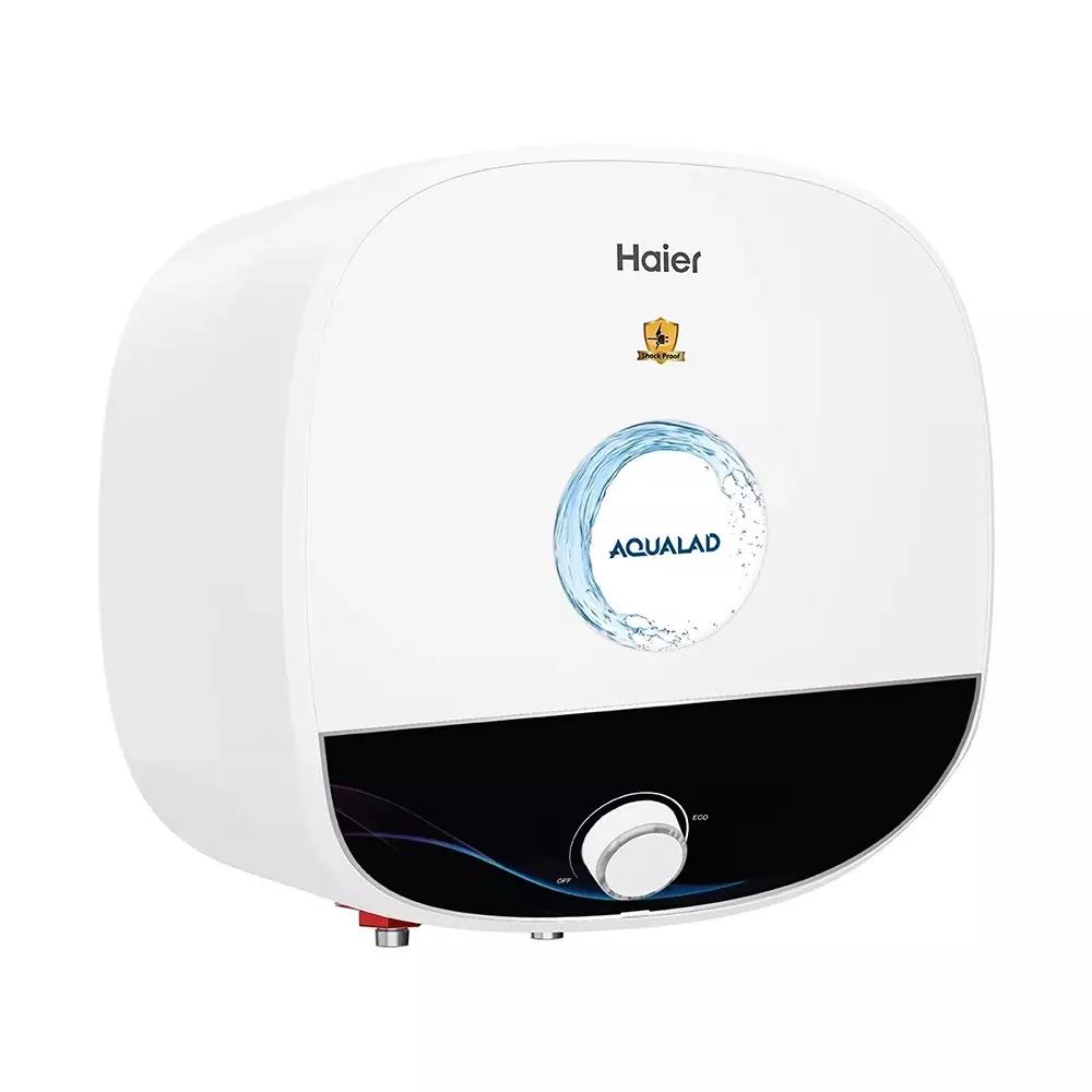 Haier AQUALAD Series Square Water Heater White & Black 10 L Capacity 2200 W Rated Power 5 Star Rating, ES10V-AQUALAD-BLACK