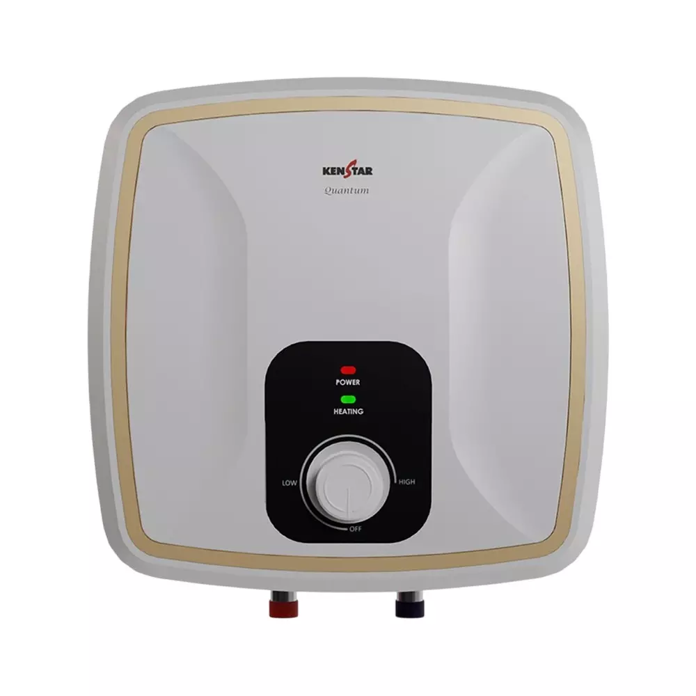 Kenstar Quantum Storage Square Water Heater with Superior Glassline Coated Tank White and Orange Color 15 L Capacity