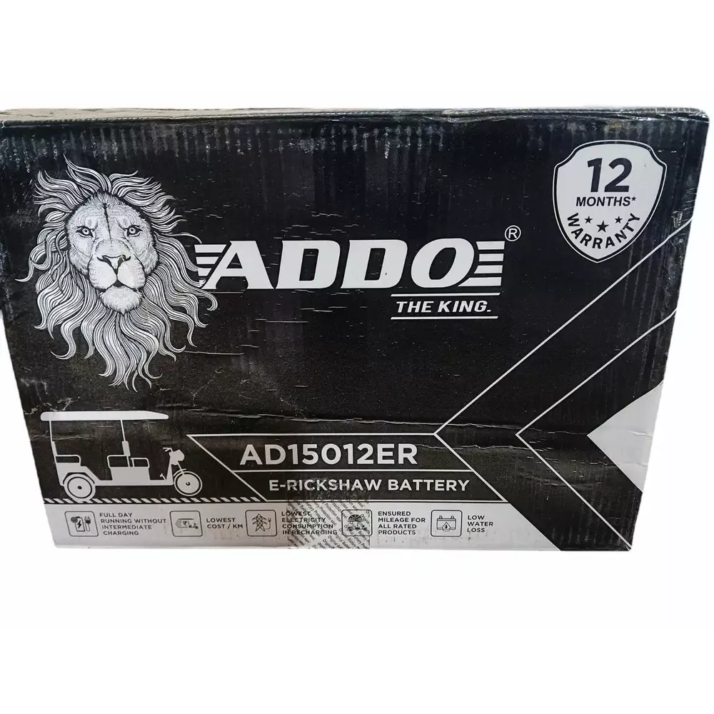 Addo ER E Rickshaw Battery 125 Ah Capacity 411x172x235 mm Black, AD13075ER