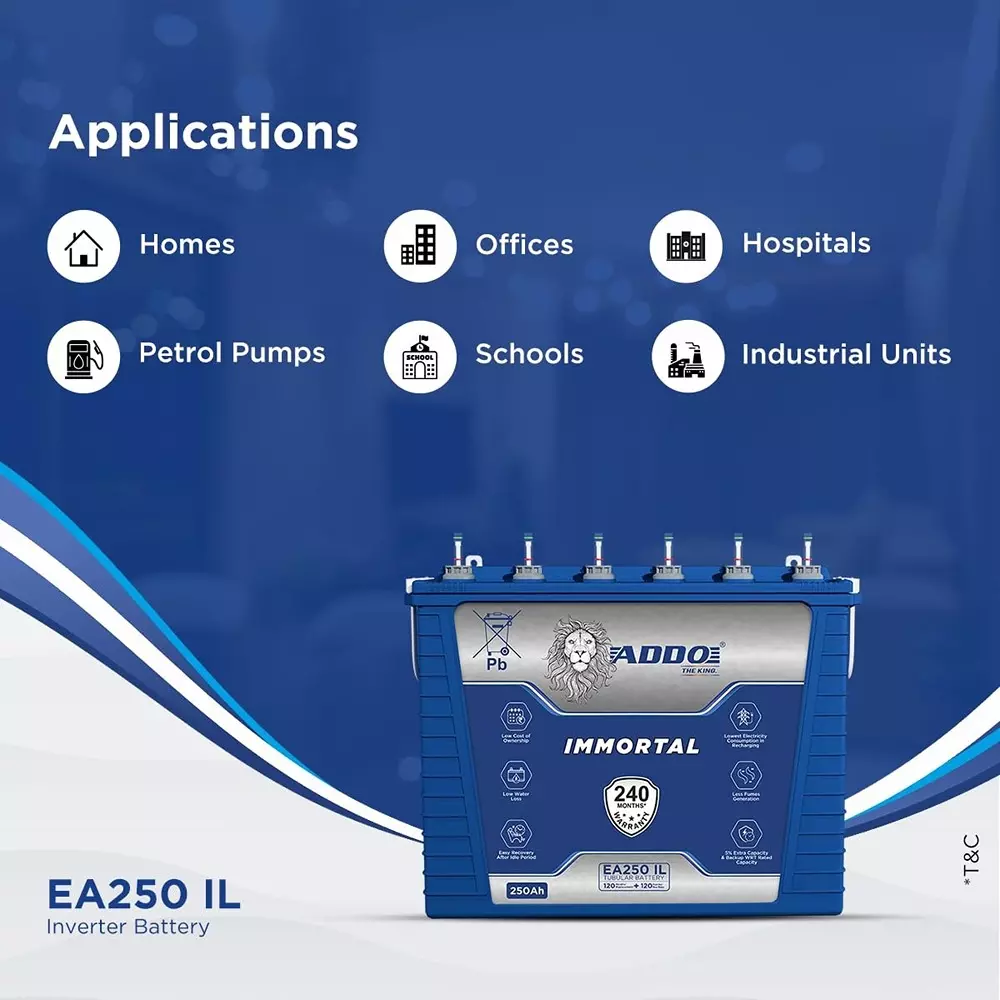 ADDO Monopoly Series 12 V 250 Ah Inverter Battery, EA250IL