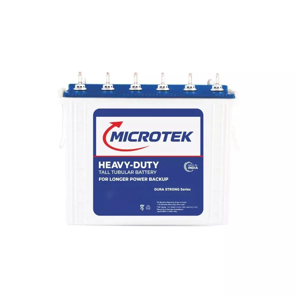 Microtek NEW Smart Tubular Inverter Battery 200 Ah White Single Phase Wall Mounted for Home, Office, 899-BA2-J200