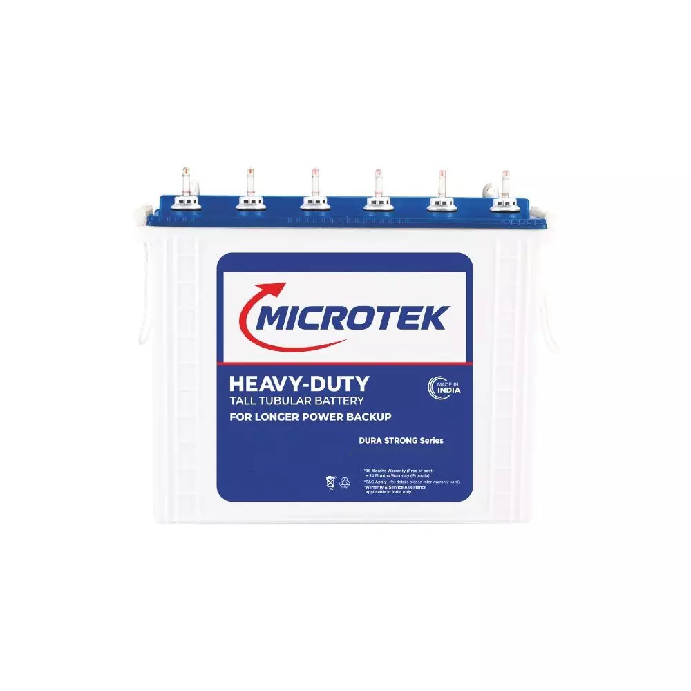 Microtek NEW Smart Tubular Inverter Battery 200 Ah White Single Phase Wall Mounted for Home, Office, 899-BA2-M200