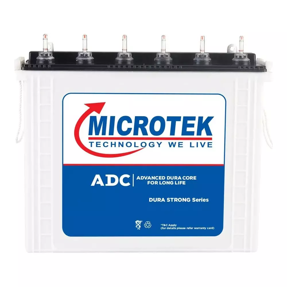 Microtek NEW Smart Tubular Inverter Battery 220 Ah White Single Phase Wall Mounted for Home, Office, 899-BA3-2212