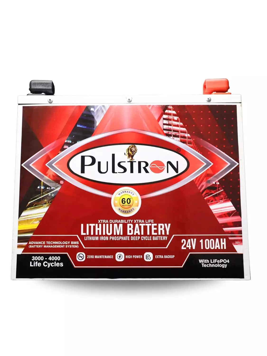 Pulstron AKNE-100X 24V 100Ah LiFePO4 Inverter Battery, 2560Wh, Wall Mountable, 5 Year Warranty