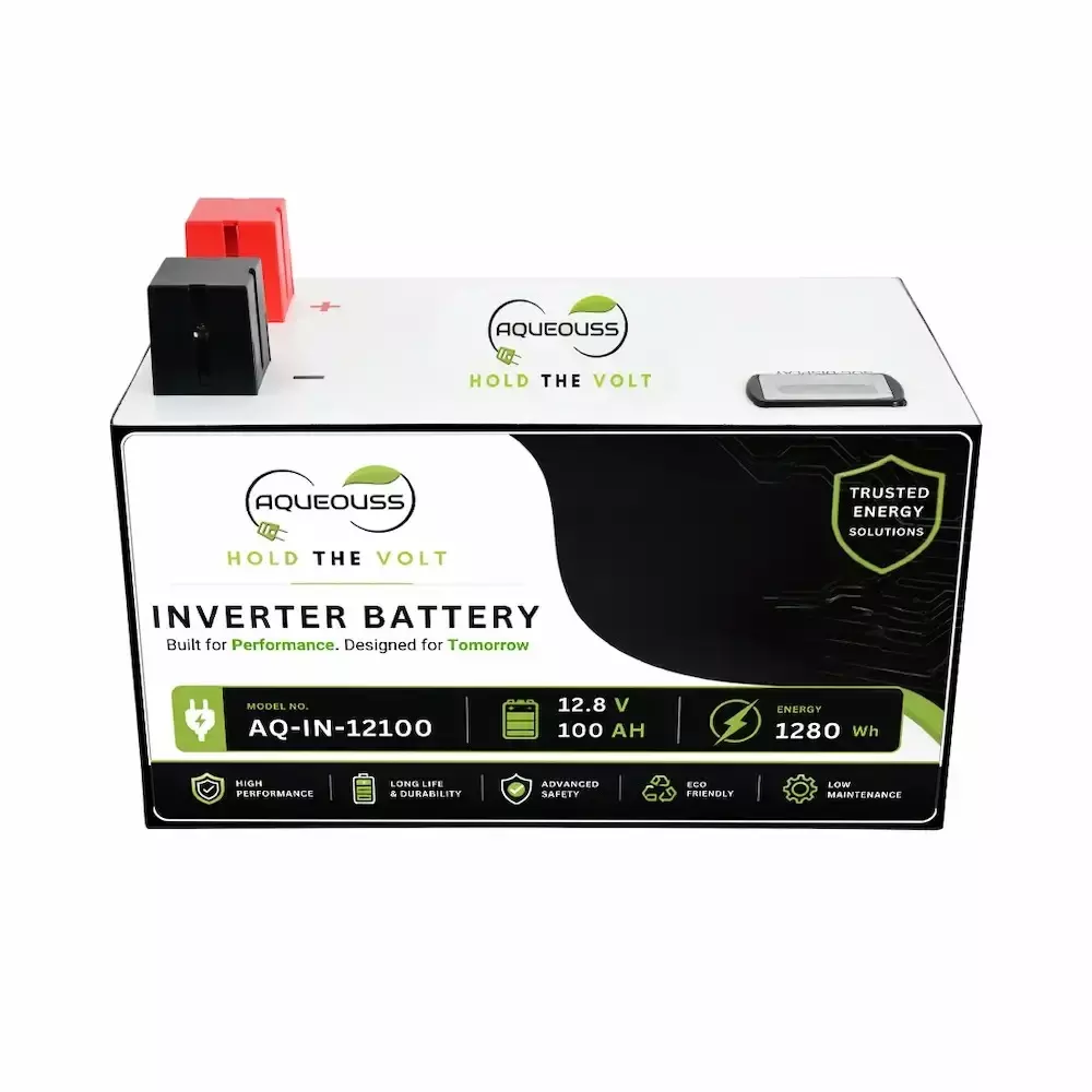 AQUEOUSS Inverter Battery LiFePo4 Series 100 Ah Capacity 12.8 V Voltage 1280 Wh Power, AQ-IN-12100