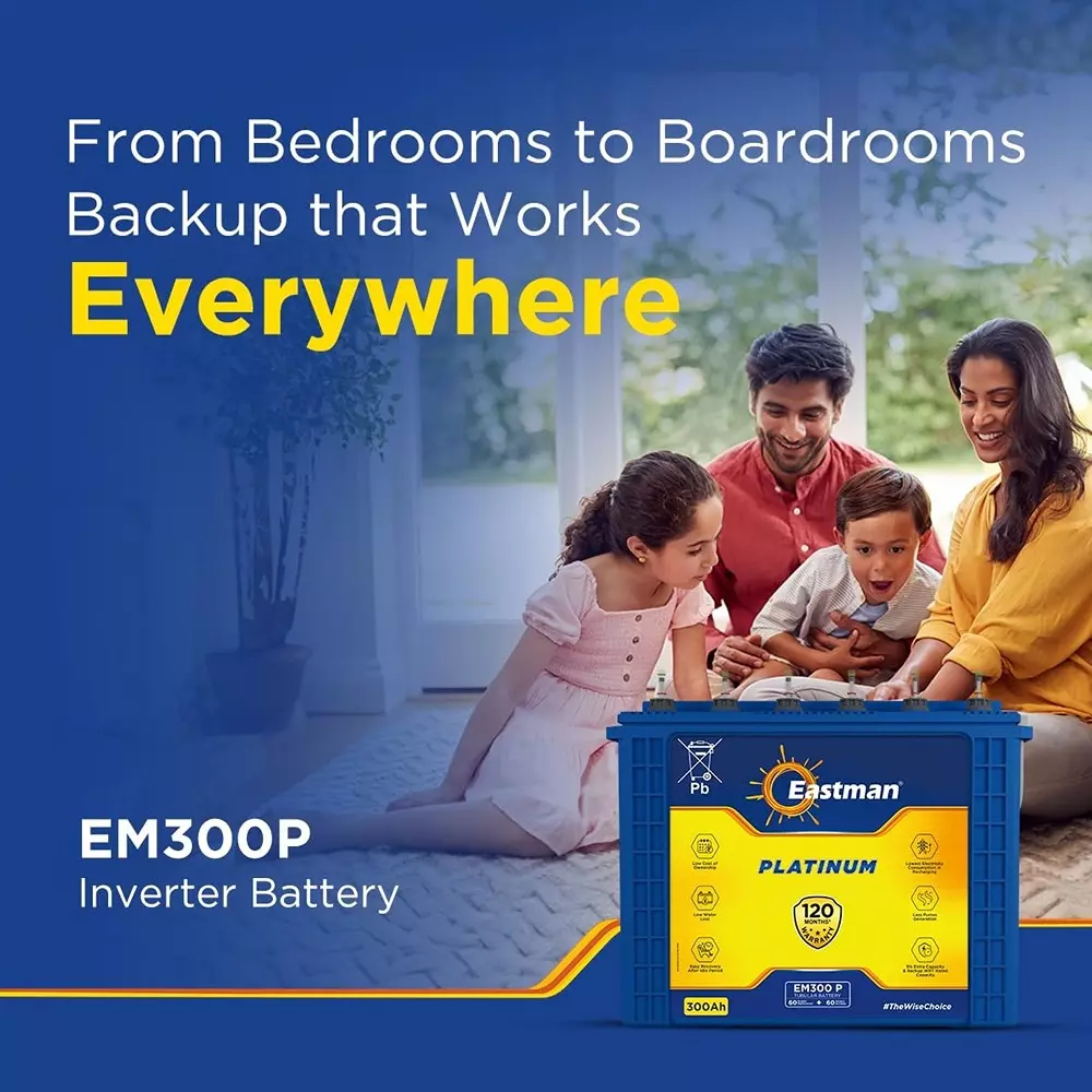Eastman Regular Series 12 V 300 Ah Inverter Battery, EM300P