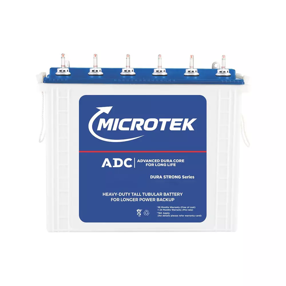 Microtek NEW Smart Tubular Inverter Battery 180 Ah White Single Phase Wall Mounted for Home, Office, 899-BA3-M180