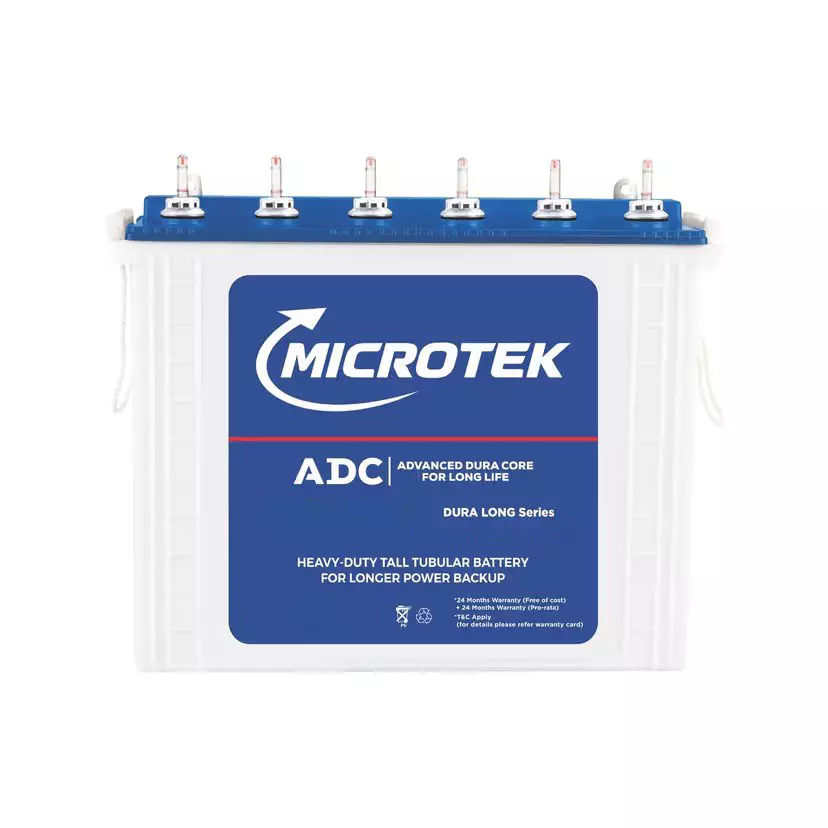 Microtek NEW Smart Tubular Inverter Battery 165 Ah White Single Phase Wall Mounted for Home, Office, 899-BA2-M165