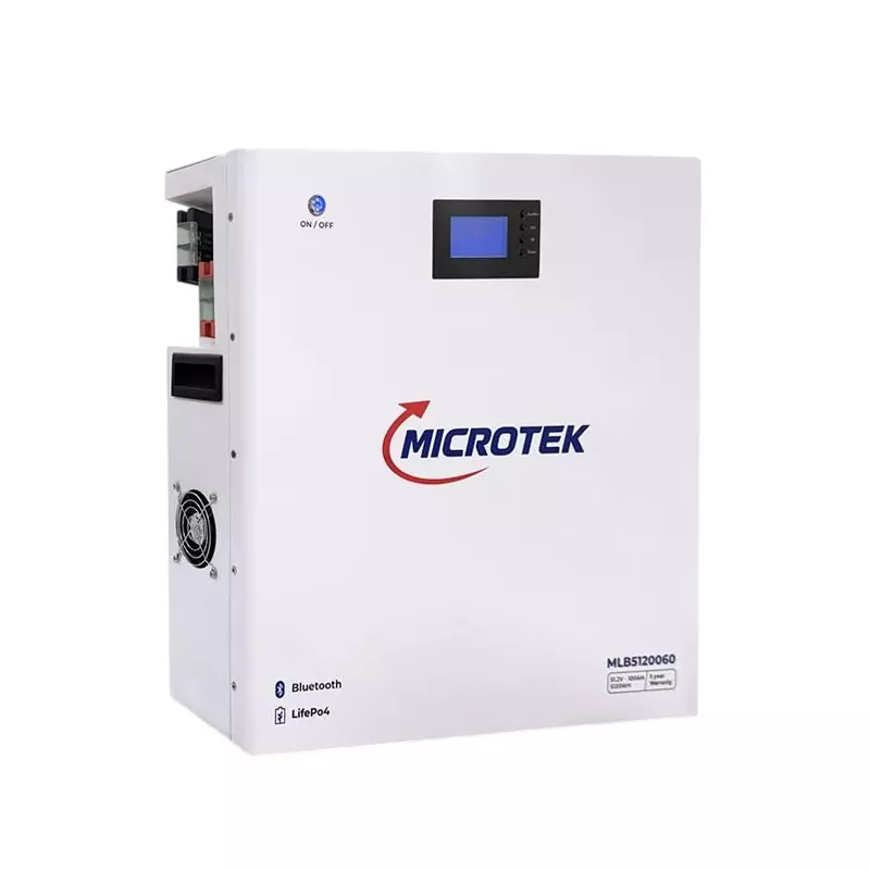 Microtek MTEK LiFePO₄ Lithium Inverter Battery 100 Ah White Single Phase Wall Mounted for Home, Office, 899-BA1-1051