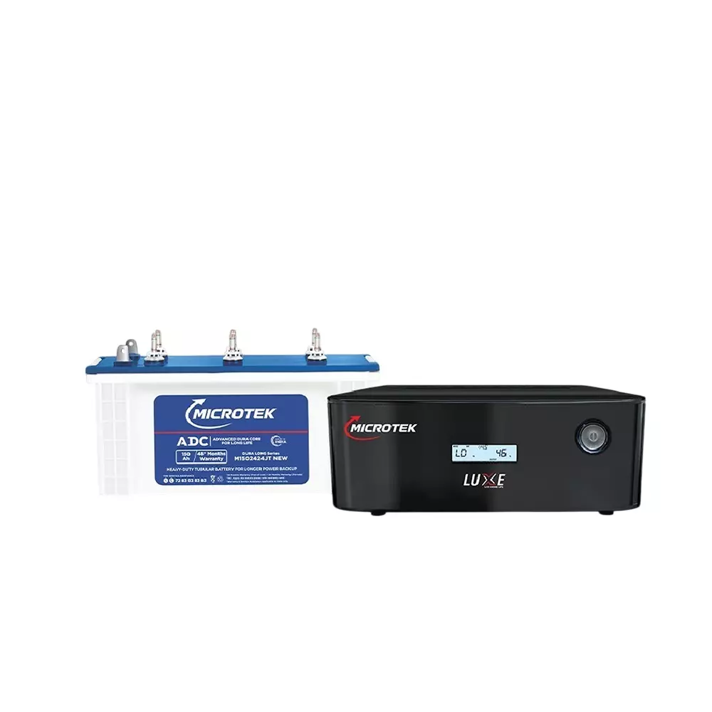 Microtek Inverter & Battery Kit 950 VA Rated Capacity Pure Sine Wave 150 Ah Battery Capacity for Home, Office & Shops, Microtek LUXE NEW 1200 + M1502424JT