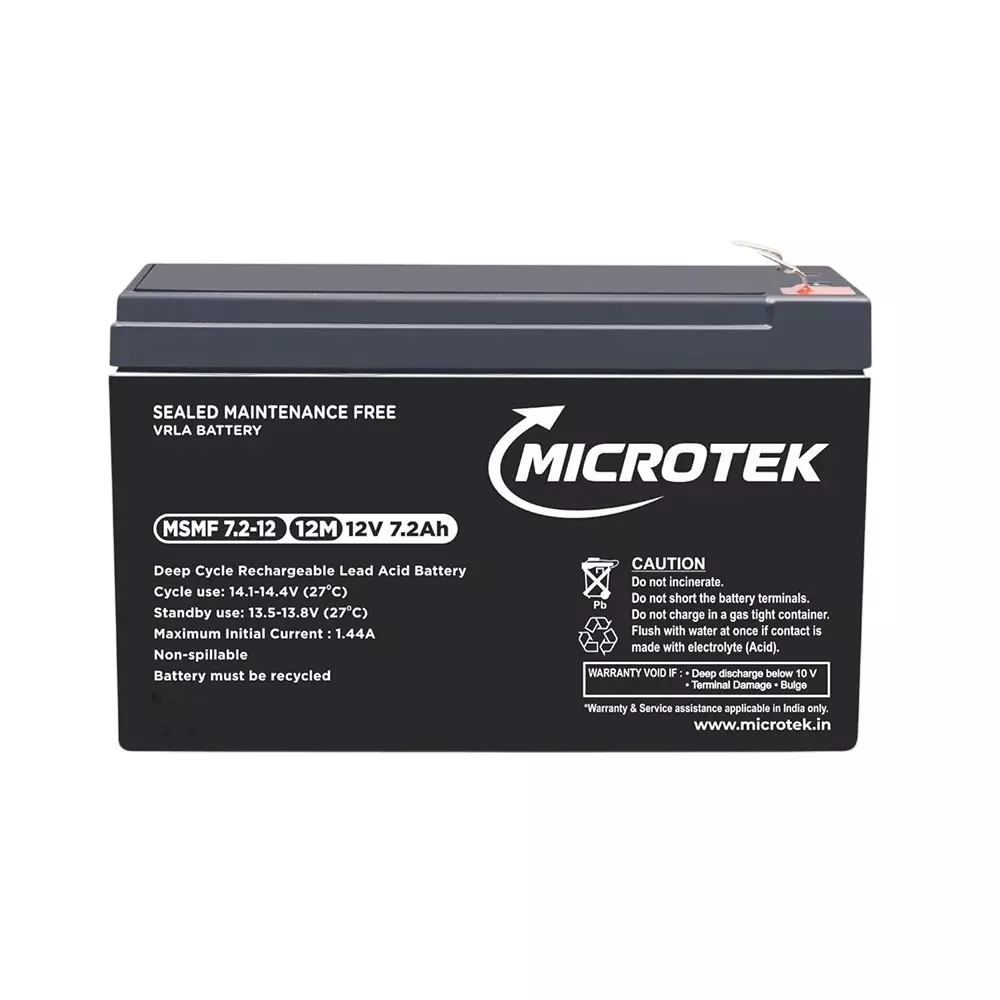 Microtek SMF VRLA Battery 7.2 Ah Black Wall Mounted for Bikes & Scooter, 899-BA1-1272
