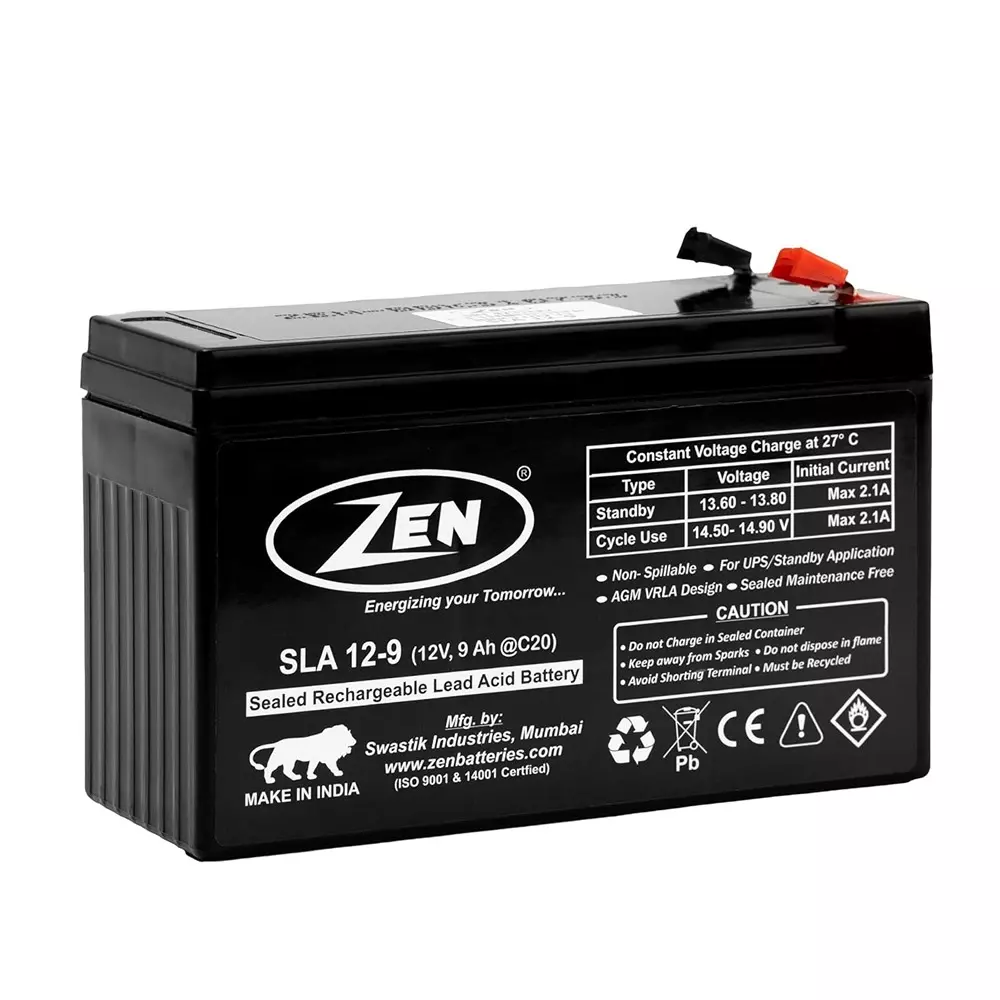 Zen SMF VRLA Battery 9 Ah 12 V Black Rechargeable, Zen_SLA 12-9