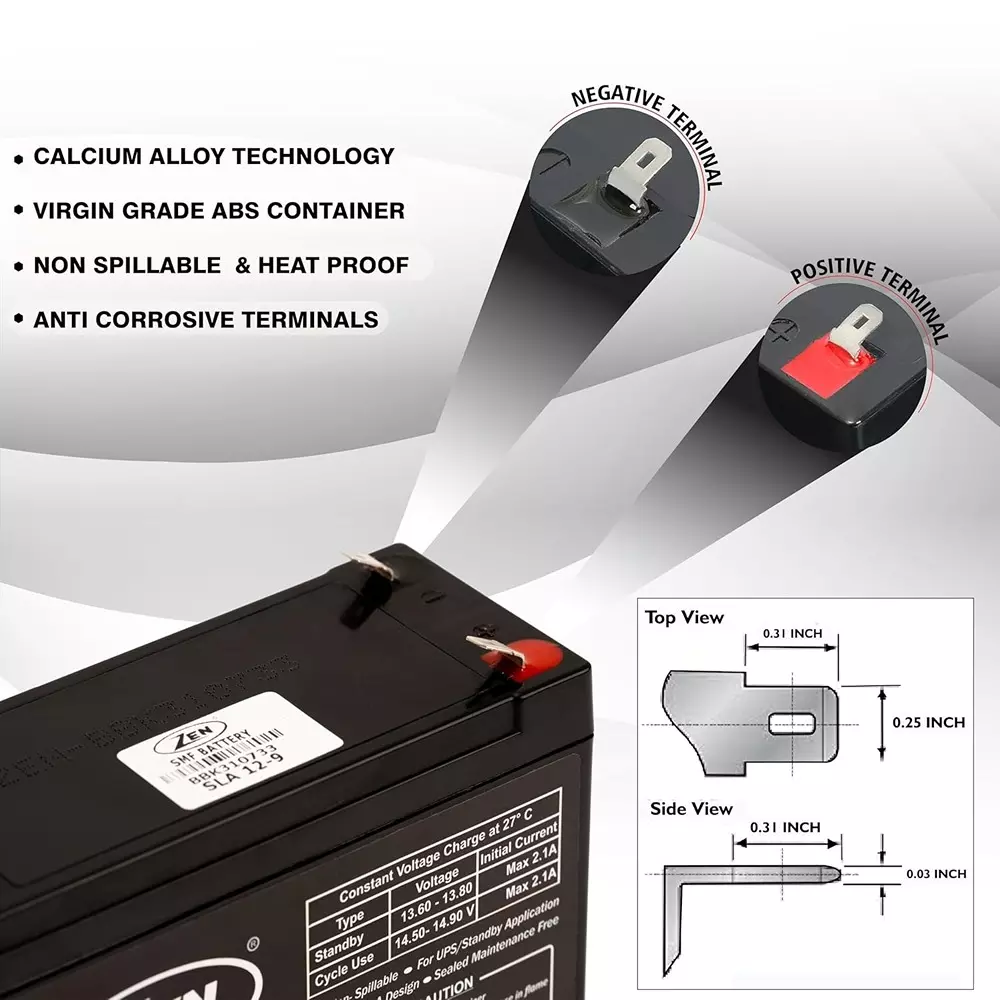 Zen SMF VRLA Battery 9 Ah 12 V Black Rechargeable, Zen_SLA 12-9