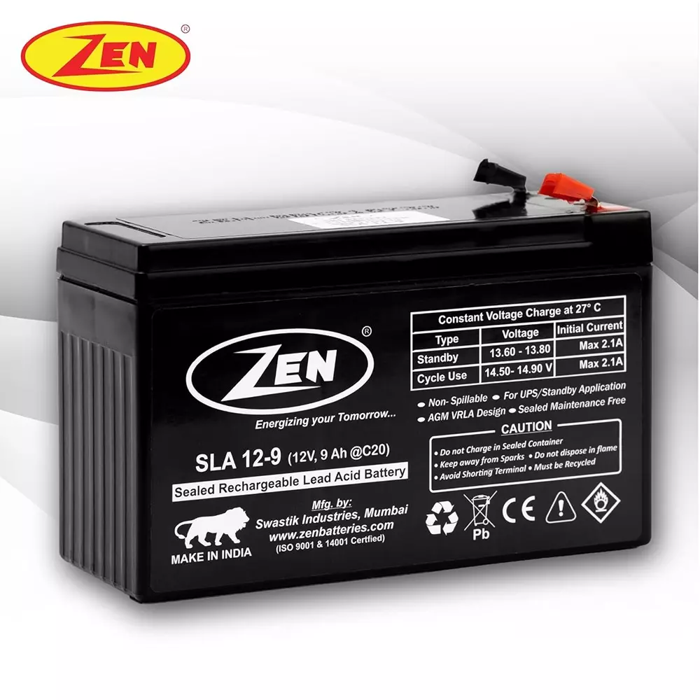 Zen SMF VRLA Battery 9 Ah 12 V Black Rechargeable, Zen_SLA 12-9