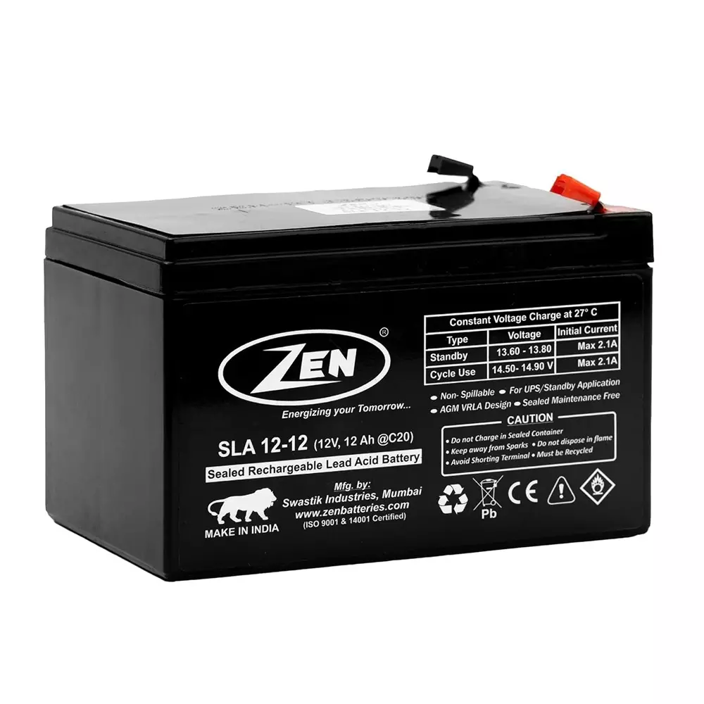 Zen SMF VRLA Battery 12 Ah 12 V Black Rechargeable, Zen_SLA 12-12