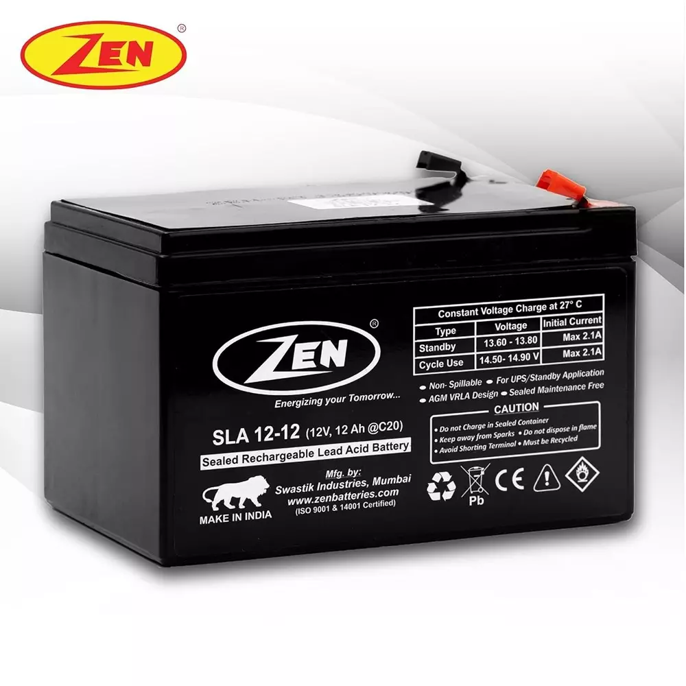 Zen SMF VRLA Battery 12 Ah 12 V Black Rechargeable, Zen_SLA 12-12