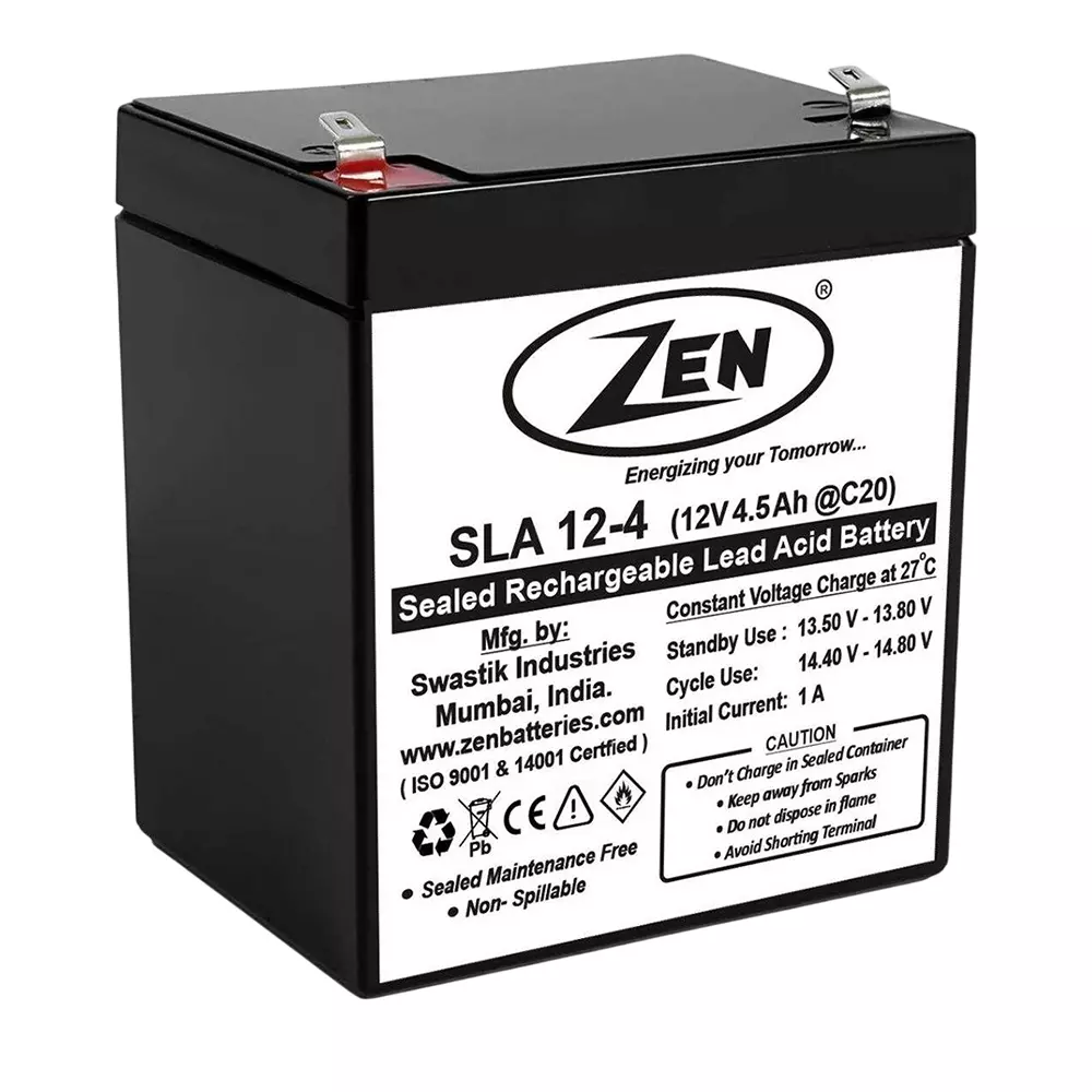 Zen SMF VRLA Battery 4 Ah 12 V Black Rechargeable, Zen_SLA 12-4