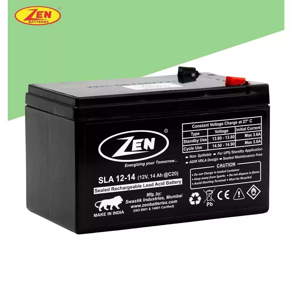 Zen SMF VRLA Battery 14 Ah 12 V Black Rechargeable, Zen_SLA 12-14