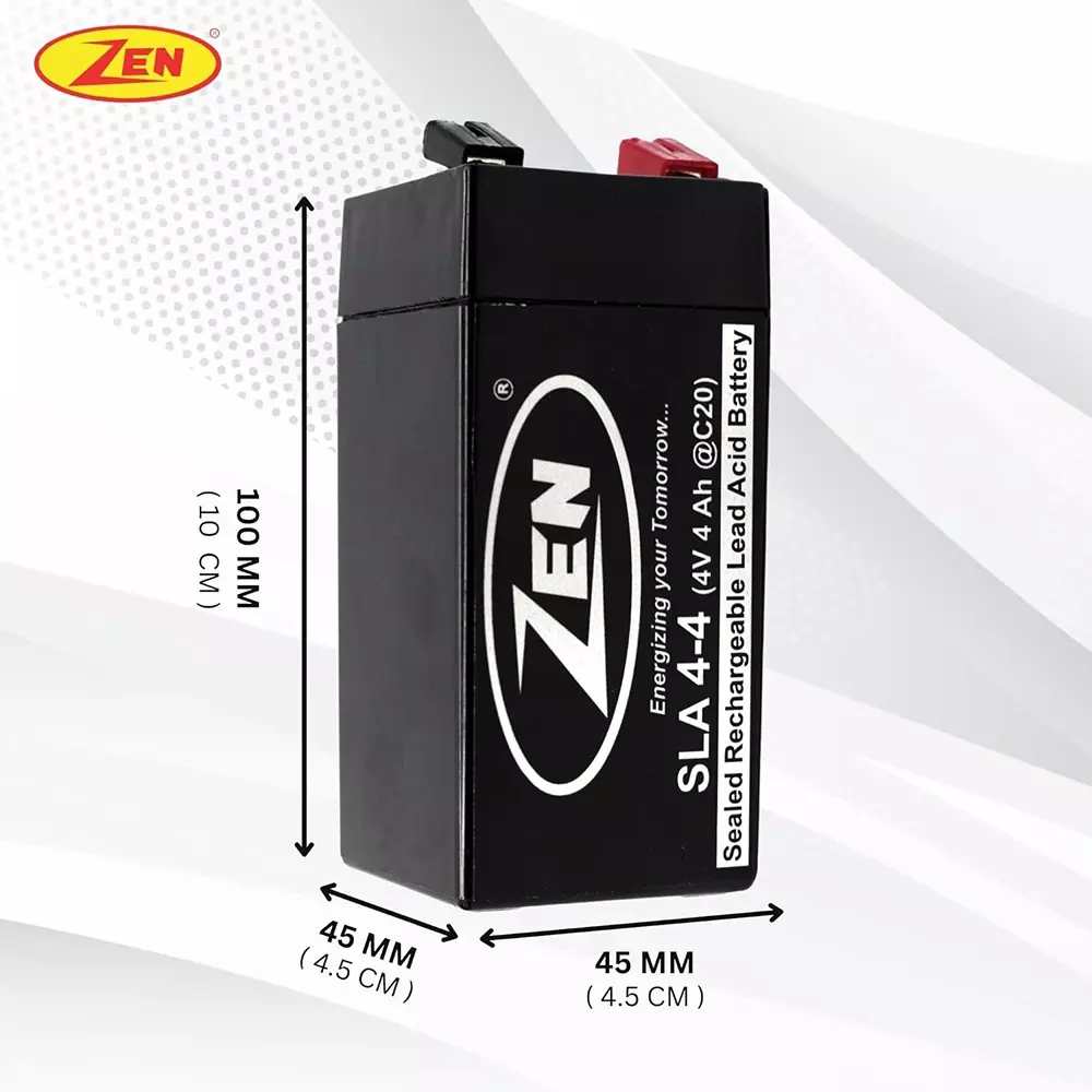 Zen SMF VRLA Battery 4 Ah 4 V Black Rechargeable, Zen_SLA 4-4