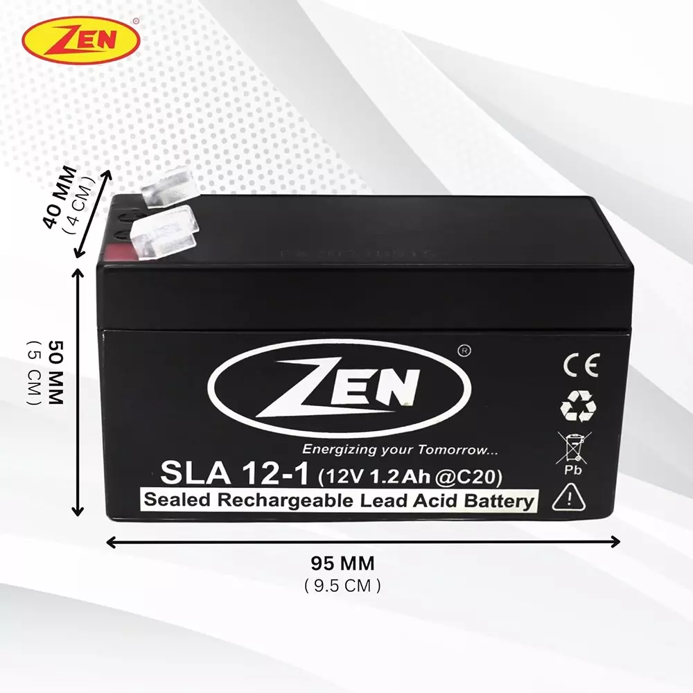 Zen SMF VRLA Battery 1.2 Ah 12 V Black Rechargeable, Zen_SLA 12-1