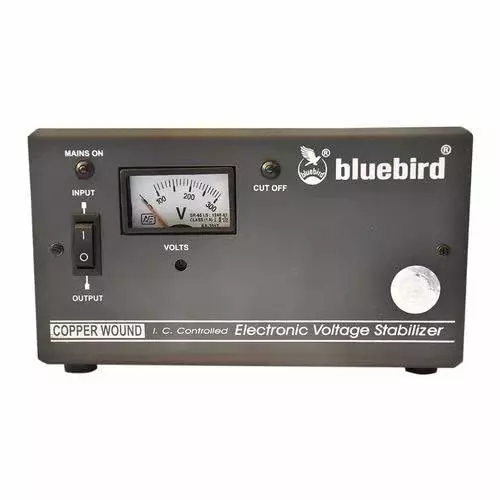 Bluebird Digital Voltage Stabilizer 1 KVA Power Rating 130-280 V Working Volatage Range Aluminium Winding for Home & Office Use, BR113A