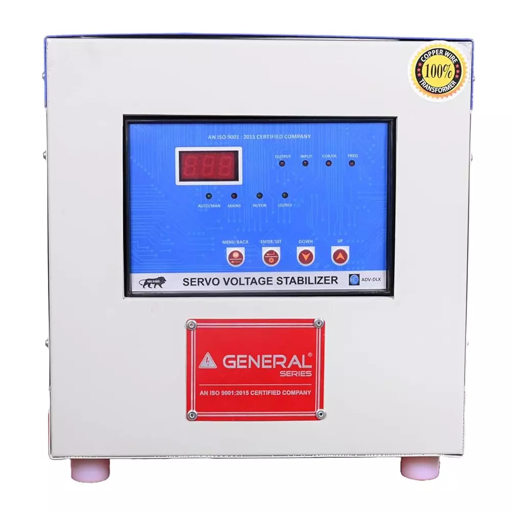 General Series 3 kVA Servo Voltage Stabilizer 170-290 V Input Voltage and Copper Winding for Home, GS3K17VSP-AC