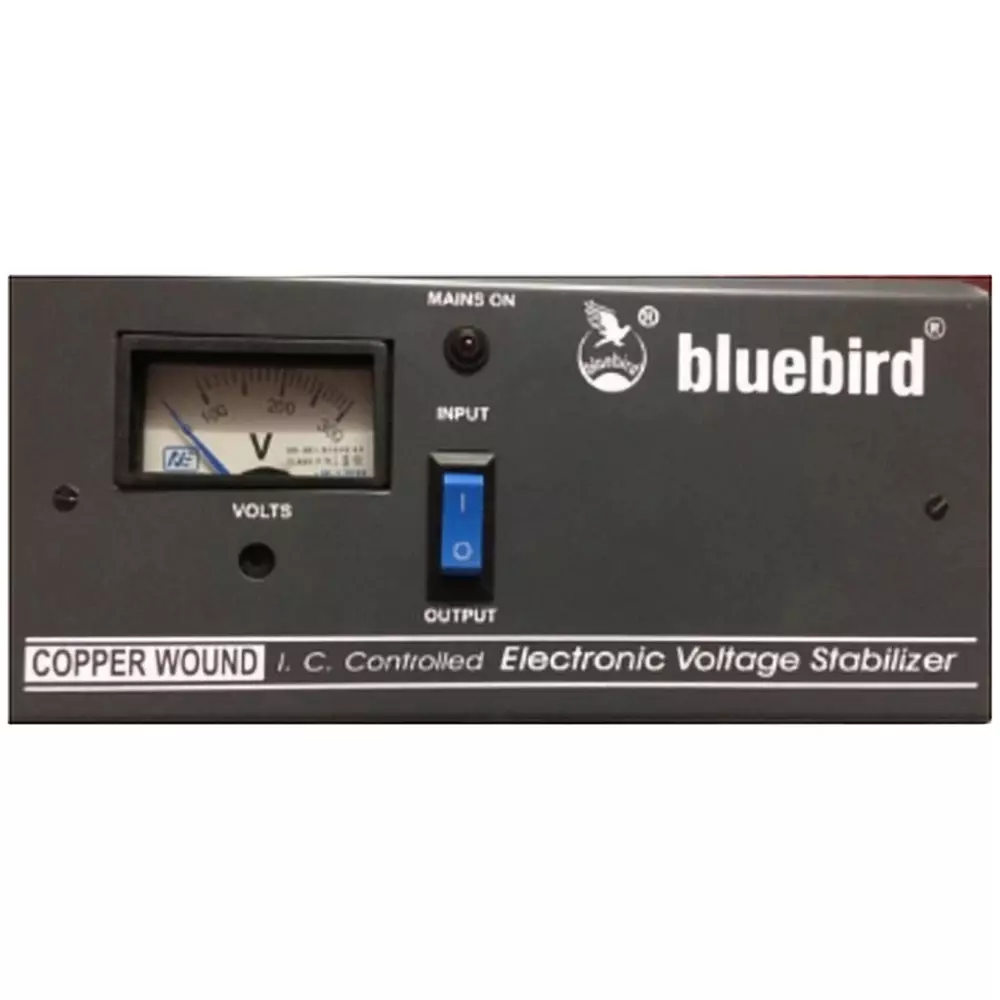 Bluebird Digital Voltage Stabilizer 1 KVA Power Rating 130-280 V Working Volatage Range Copper Winding for Home & Office Use, BR113C