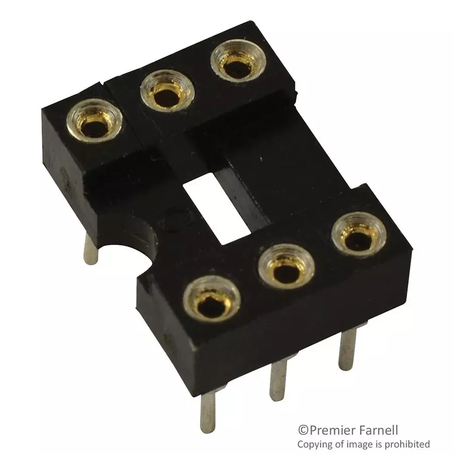 MULTICOMP PRO IC Sockets DIP SOCKET, 6POS, 2.54MM, TH, SPC15560 (Pack of 5)
