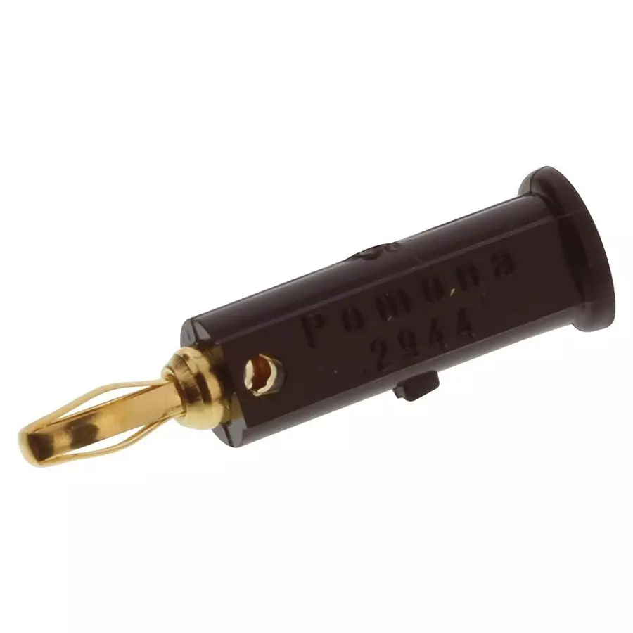 POMONA Banana Plug, Stackup, 5A, Screw, Black, 2944-0