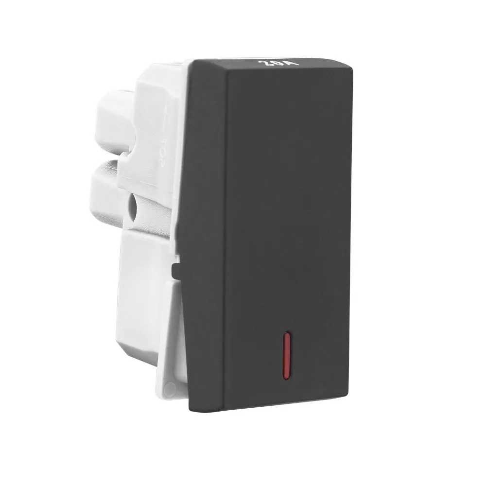 Legrand Switch with Indicator Allzy 20 Amp 1 Way 1 Module Matt Black, 6812 08 (Pack of 20 Pcs)