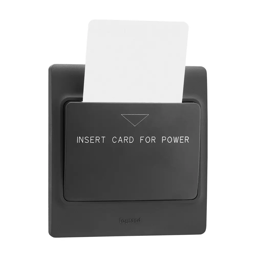 Legrand Hospitality Function Hotel Keycard Switch with Key Fob Allzy 15 Amp Matt Black, 6812 47