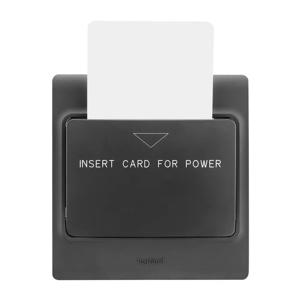 Legrand Hospitality Function Hotel Keycard Switch with Key Fob Allzy 15 Amp Matt Black, 6812 47