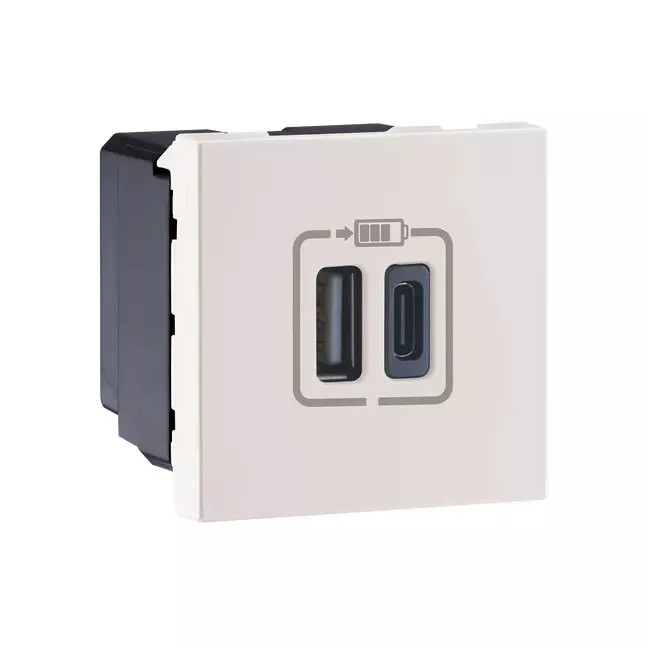 Legrand USB Charger Type A+C Myrius Classic White 3000 mA 2 Module, 6792 89