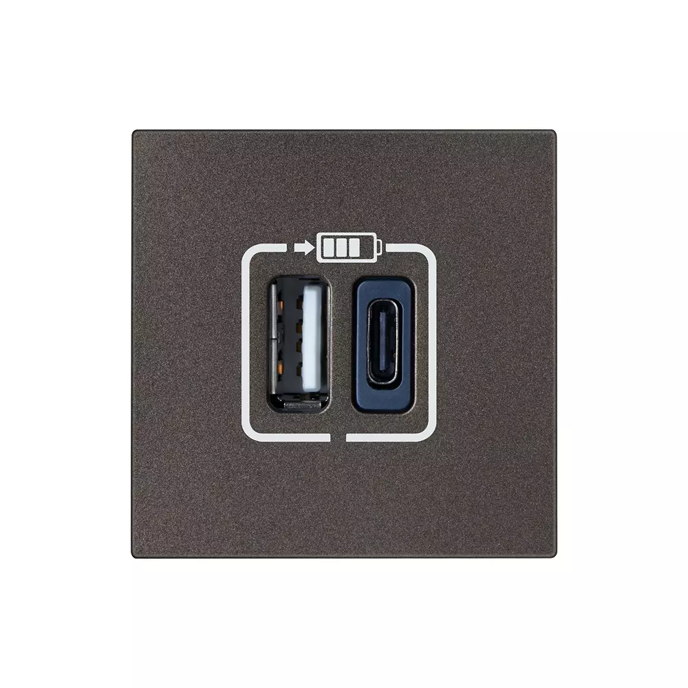 Legrand USB Charger Type A+C Myrius Charcoal Grey 3000 mA 2 Module, 6794 89
