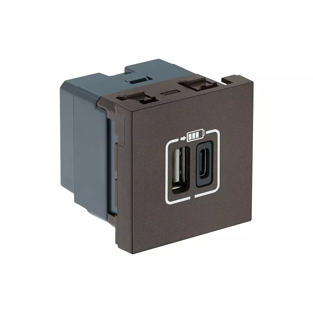 Legrand USB Charger Type A+C Myrius Charcoal Grey 3000 mA 2 Module, 6794 89