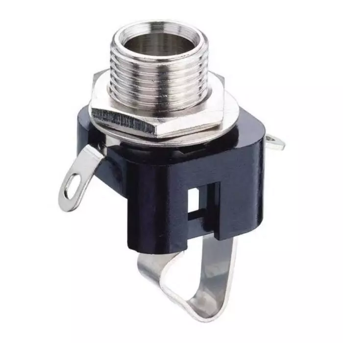 Decelect Jack Connector 6.35 mm Chassis Mount Mono Socket 2Pole 2A, IEM102-6 (Pack of 5)