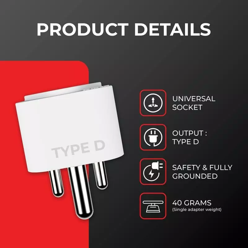 Hi-Fi ENZO 3 Pin Socket 6 A/ 13 A Current Type D Plug Adapter White (Pack of 6)