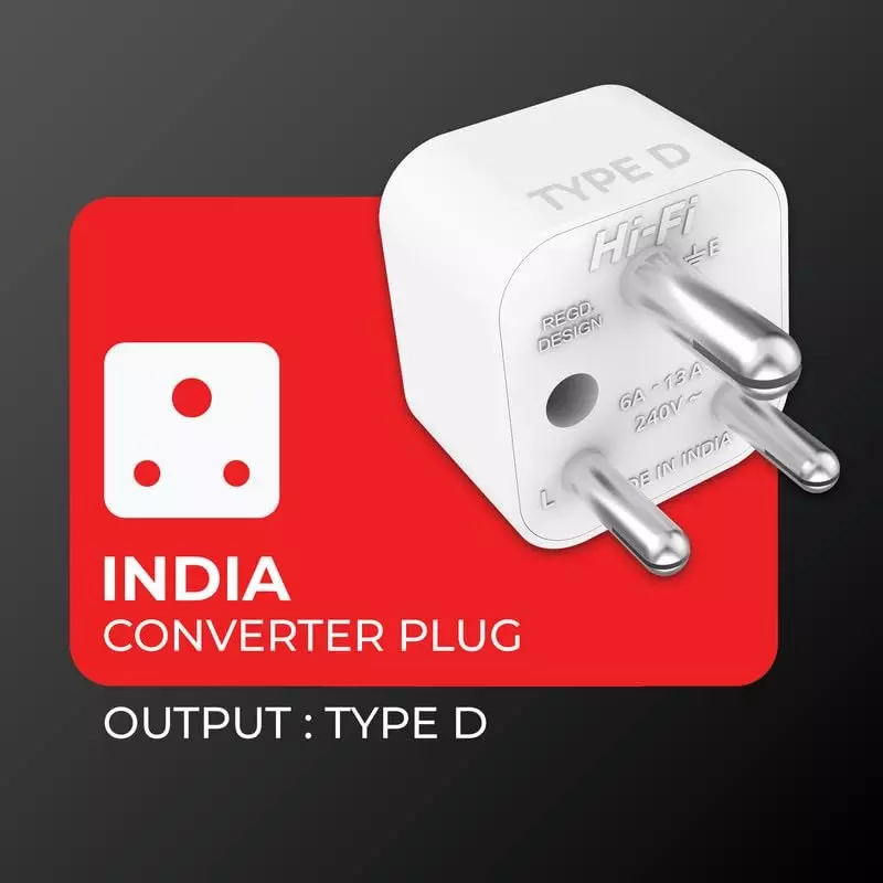 Hi-Fi ENZO 3 Pin Socket 6 A/ 13 A Current Type D Plug Adapter White (Pack of 6)
