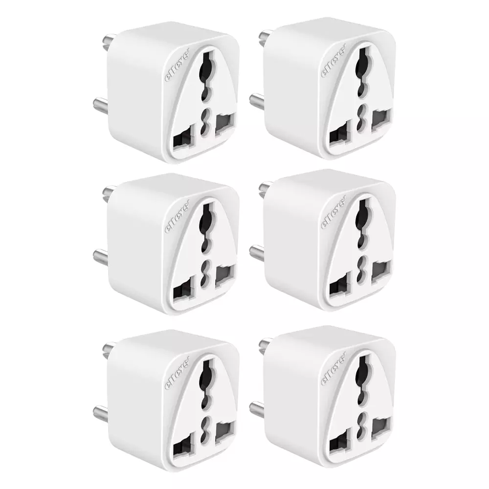 Hi-Fi ENZO 3 Pin Socket 6 A/ 13 A Current Type D Plug Adapter White (Pack of 6)