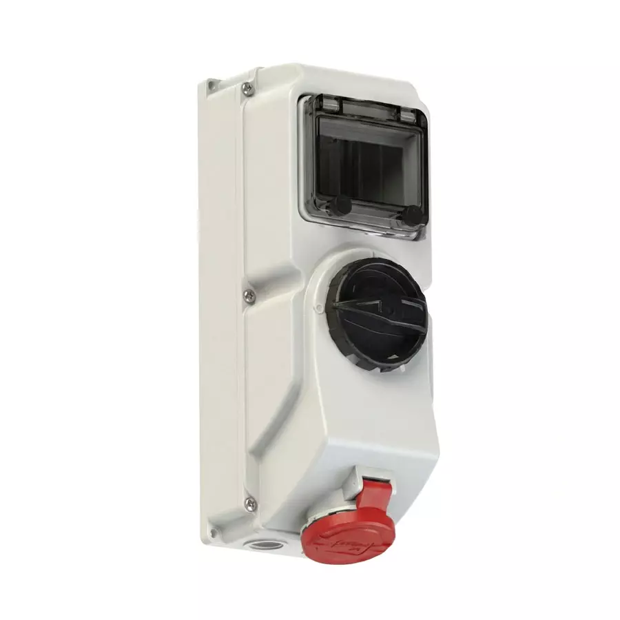 Hensel Switched Socket with Dinrail 16 Amp, IP 44/ IP 54, 2P + E Pole, 7613-6