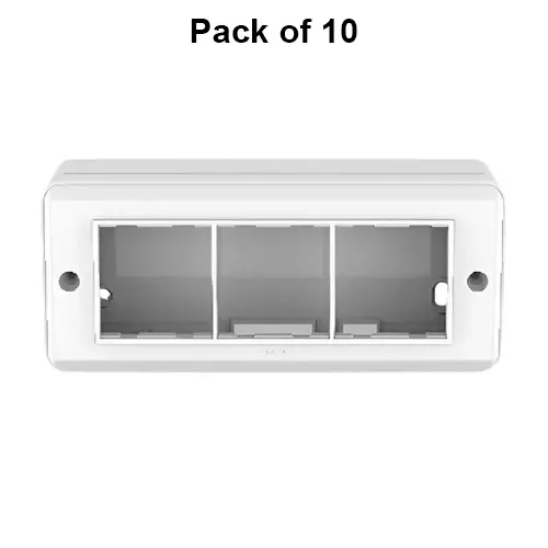 Cona Solid Box Pro Modular Surface Gang Box White 6 Modules, SB 1106 (Pack of 10)