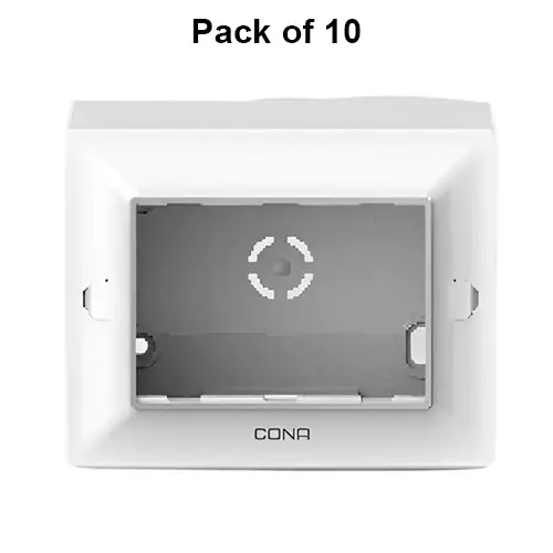 Cona Surfy Modular Surface Gang Box White 3 Modules, SB 1103 (Pack of 10)