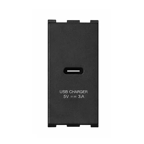 Anchor Roma Urban USB Type - C Power Charger Socket SIngle Port 18 W 1 Module Black for Homes, Offices & Commercial Use, 66717B