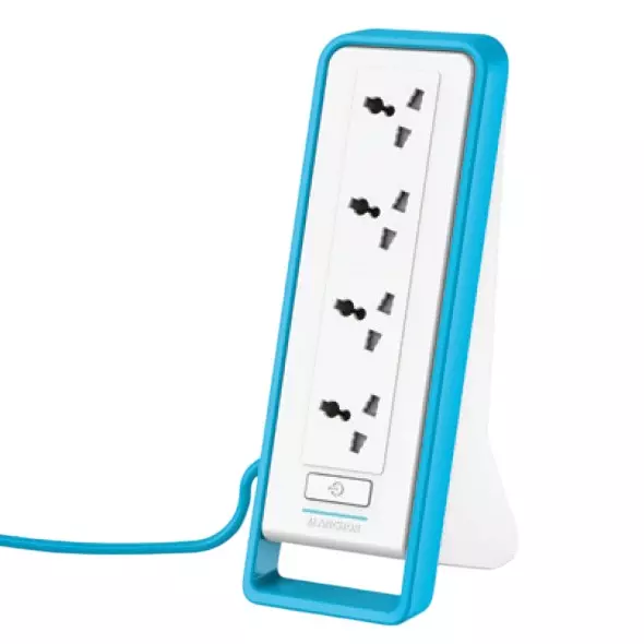 Anchor Smart Spike Guard White & Blue 4 Sockets 1.5 m Cord Wire Length PVC Plastic for Industrial and Home Use, 22671