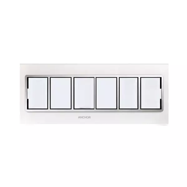 Anchor Penta XENA Plate PVC Plastic White 6 Module for Industrial and Home Use, 65906AWH