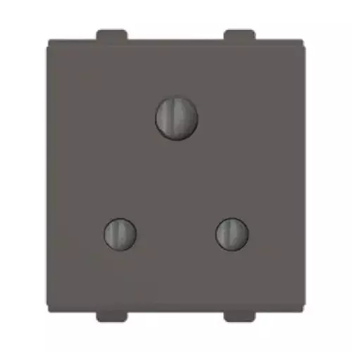 Polycab Etira Socket Outlet Without Shutter 3 Pin 6 A Rated Current Grey 2 Module Polycarbonate for Industrial & Commercial Use