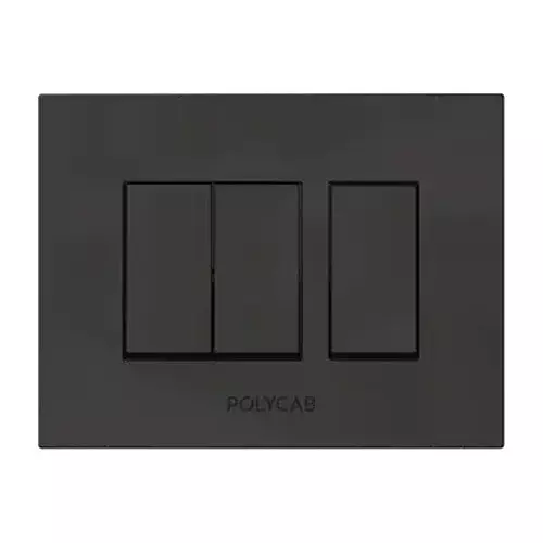 Polycab Etira Grid Frame With Cover Plate Dark Black 3 Module Polycarbonate for Industrial & Commercial Use