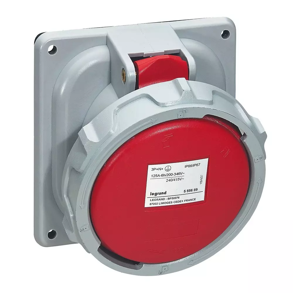 Legrand P17 Tempra Pro Series 125 A 380-415 V Panel Mounting Socket 3P+N+E Plastic Housing IP66/67, 5556 89