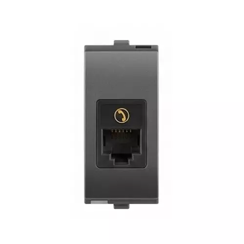 Goldmedal Nixon Single Port Telephone Jack RJ11 Wall Mount / Flush Mount Titanium Grey 1 Module, 101468