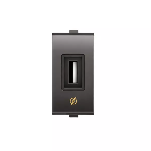 Goldmedal Nixon Single Port USB Fast Charger Switch 160-240 V 1 Module Titanium Grey Plastic for Commecial and Industrial Use, 101571